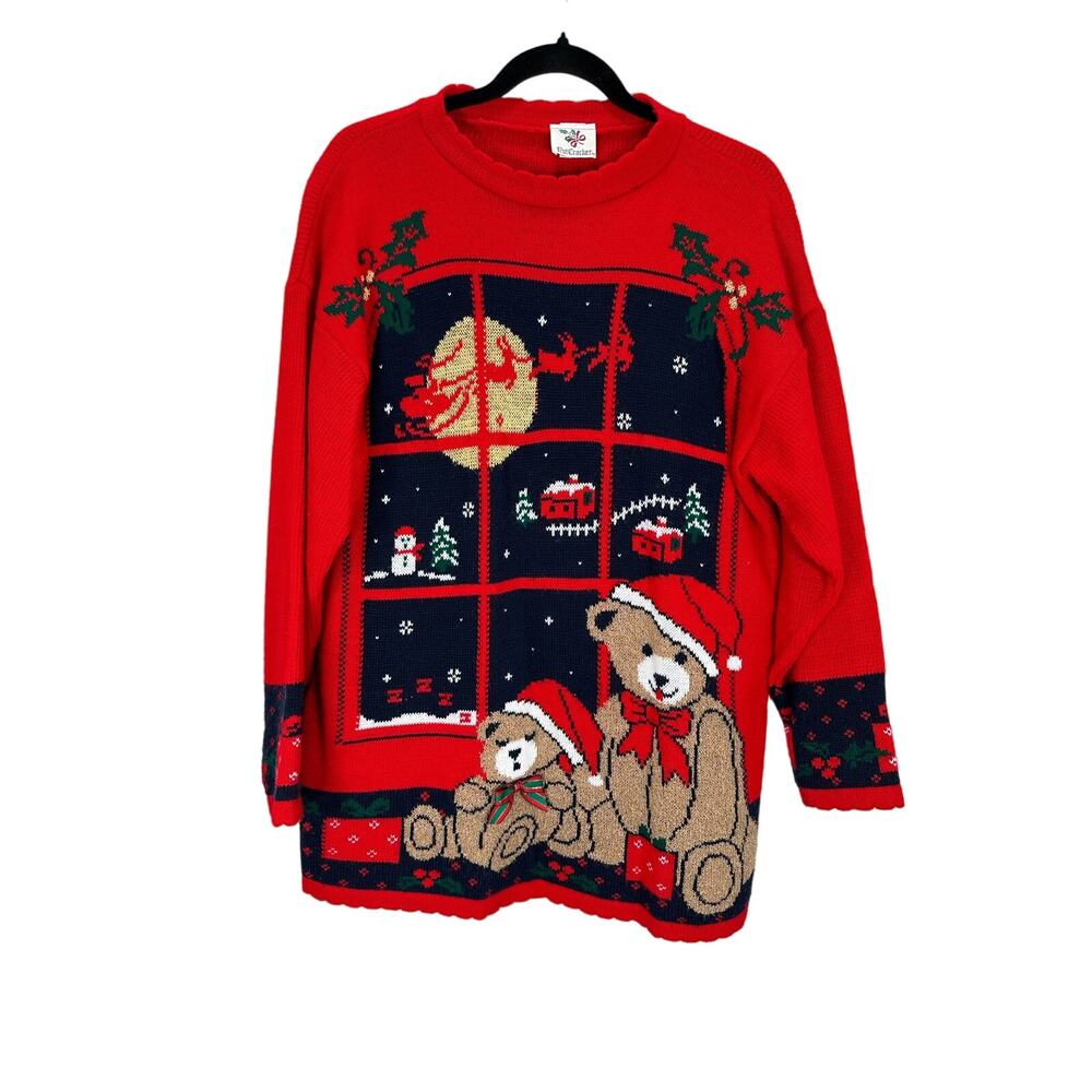 Vintage 80s NutCracker Women’s Christmas Bear Santa Holiday Sweater size Small
